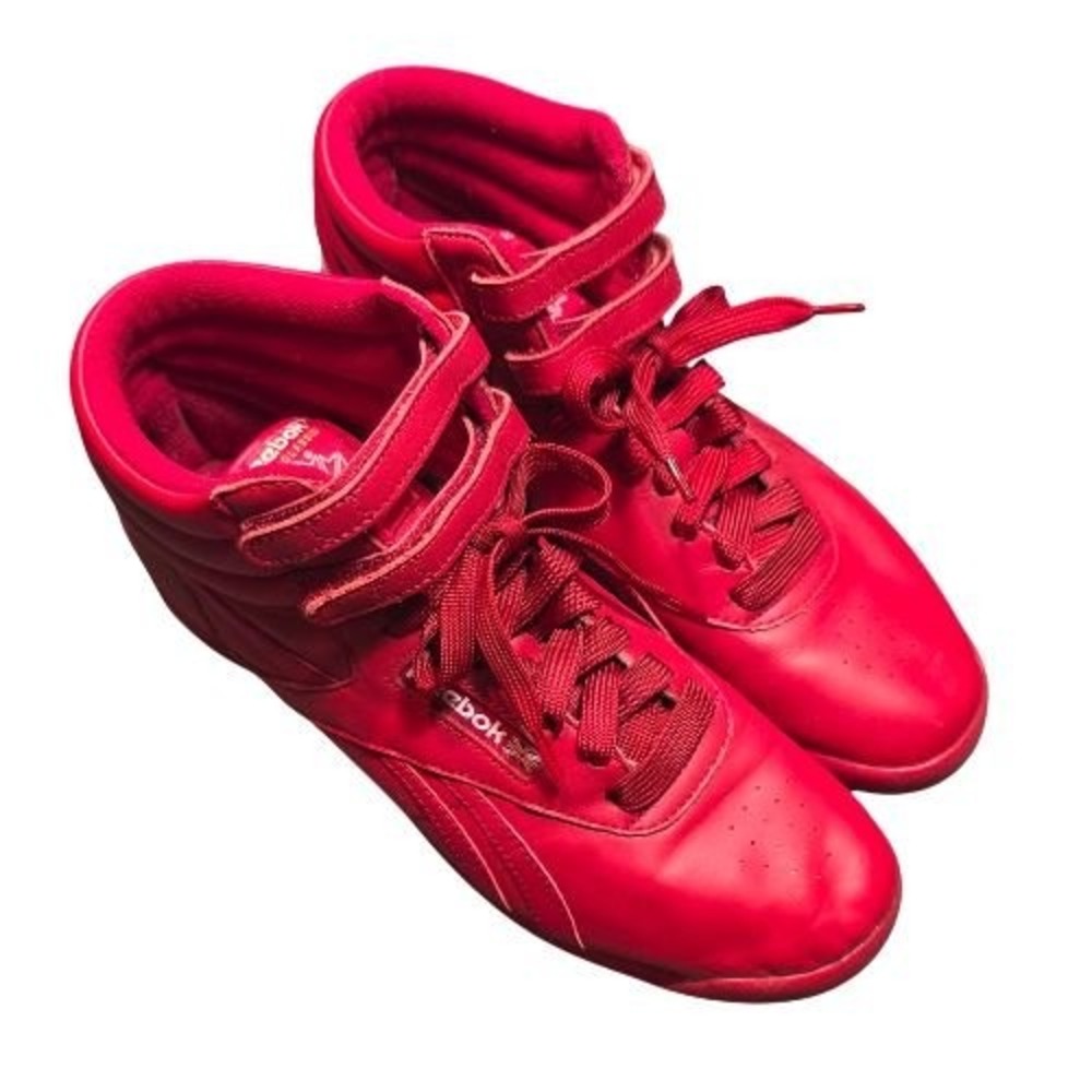 Reebok Freestyle Hi Womens 10 Red Leather High Top Sneakers 2240 Classic Retro - Picture 2 of 14